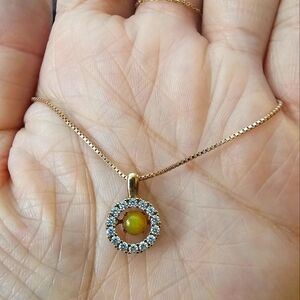 Dancing Opal CZ and Rose Gold Necklace